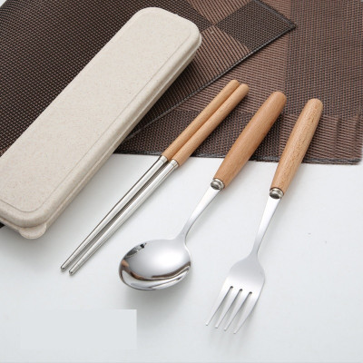 Bộ thìa đũa-muỗng đũa inox có hộp đựng bằng nhựa lúa mạch bảo vệ môi trường - HENRYSA