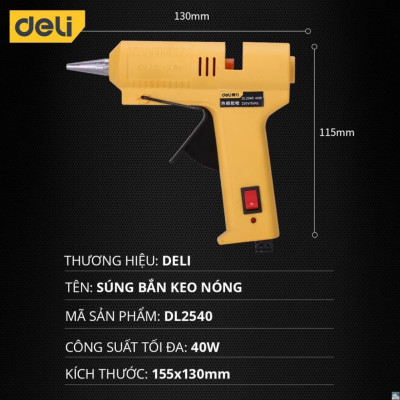 Súng Bắn Keo Deli 40W Chất Lượng Cao - Kích Thước Nhỏ Gọn, Công Suất Lớn, Nhỏ Gọn, Dễ Dàng Sử Dụng - DL2540 .
