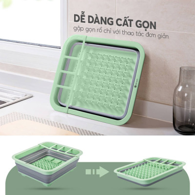 Rổ Đựng Chén Đĩa Gấp Gọn Elmich EL8412, Hàng Chính Hãng, Chất Liệu Nhưạ PP, Có Nhiều Ngăn, Nhanh Ráo Nước - JoyMall