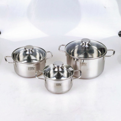 [Hàng chính hãng] Bộ 3 nồi inox đáy từ 3 lớp Greencook GCS06 dùng được trên mọi loại bếp, quai cách nhiệt size 16/20/24cm