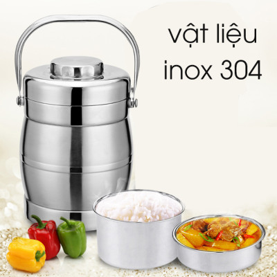 Cặp Lồng Inox 3 Tầng 1.4 - 2 Lít -Cặp Lồng Đựng Cơm Cháo Phở Giữ Nhiệt Cao Cấp - Cà Mên Inox - Hàng Loại 1 - Chính Hãng MINIIN