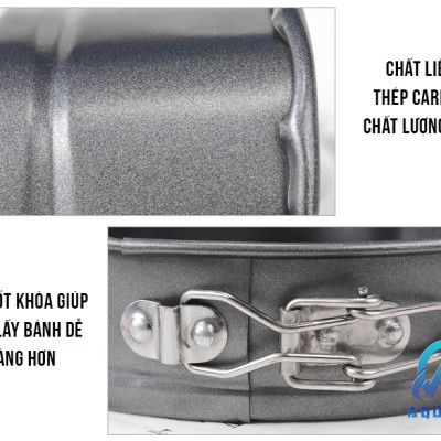 Khuôn Bánh Bông Lan Trái Tim Đế Rời Chống Dính Có Khóa Cao Cấp Thép Carbon Đa Năng Tiện Dụng 