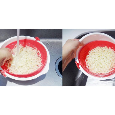 Rổ nhựa đa năng 2 lớp Kokubo, có thể quay 360 độ giúp rau củ ráo nước một cách nhanh chóng mà không bị dập nát hay rơi vãi ra ngoài - nội địa Nhật Bản 