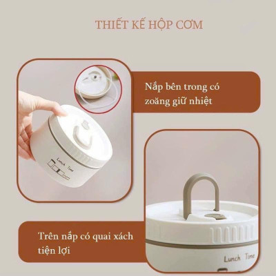 Hộp Đựng Cơm Giữ Nhiệt 3 Tầng Tặng Kèm Đũa Thìa, Hộp Cơm Văn Phòng Tiện Lợi