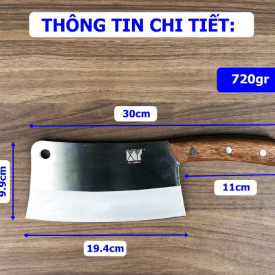 Dao chặt xương lớn DandiHome thép 4Cr13 nặng 890gr cao cấp