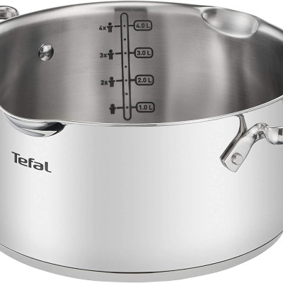 Bộ Nồi 4 Sets TEFAL G719S7 Có Vạch Chia, Gồm 7 Chi Tiết Nhập Khẩu Đức, Chất Liệu Thép Không Gỉ, Dùng Cho Mọi Loại Bếp, Bền Gấp 6 Lần Chảo Thường - Hàng Nhập Khẩu