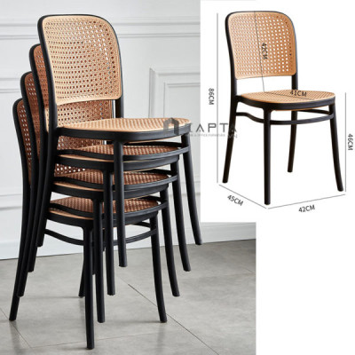 Bộ bàn cafe nhựa đúc cho ban công có mái che Nội thất Capta SL TE1545-06S / CC1565-S Bộ bàn tiếp khách tròn 2 ghế xếp chồng nhỏ gọn hiện đại