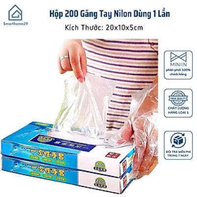 Hộp 200 Găng Tay Nilon Dùng 1 Lần – Siêu Dai, Tiện Lợi, Vệ Sinh An Toàn - HÀNG CHÍNH HÃNG MINIIN