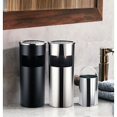 Thùng rác inox tròn, thùng rác inox gạt tàn tròn  A - 035