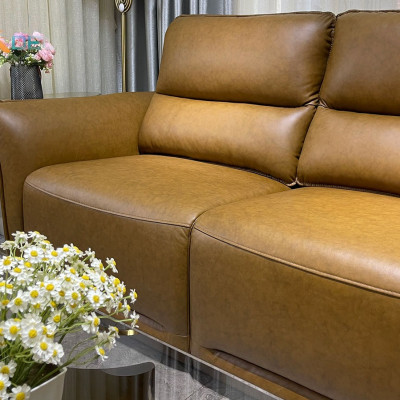 Sofa chỉnh điện 100% da bò Italy Juno sofa màu vàng – SFBDCT01 2m7 hàng cao cấp chuẩn da bò nhập khẩu Ý