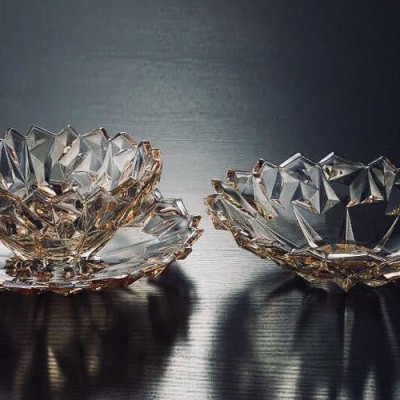 KHAY THỦY TINH CAO CẤP ĐỰNG HOA QUẢ BÁNH KẸO MÀU VÀNG - ANTH687