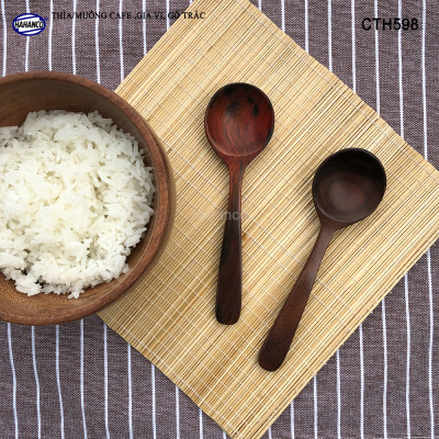 Thìa Gỗ Trắc Cẩm Đầu Tròn Cán Thẳng Để Khuấy Đồ Uống Xúc Gia Vị - CTH598