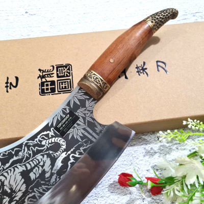 DAO BẾP - DAO THÁI CHẶT HOA VĂN HỔ DT150 ĐỘC 6996 topcomshop vn