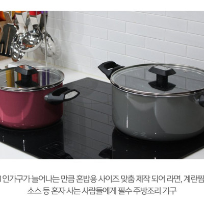 Tặng cặp nhấc nồi silicon cao cấp- Bộ nồi chảo đáy từ 3 món gồm 2 nồi 18-20cm, 1 chảo 24cm Easy Kimscook chống dính vân đá Hàn Quốc