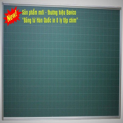 Bảng từ xanh viết phấn kẻ 4 ô ly Bavico KT 0.8x1.2m