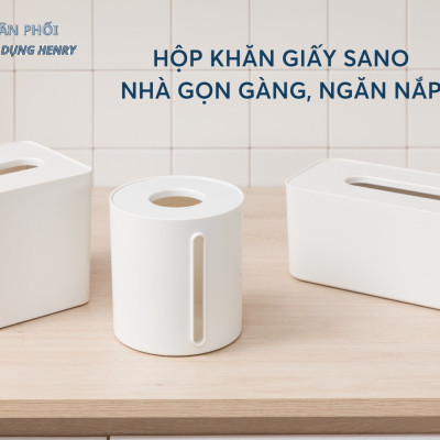 Hộp khăn giấy vuông,Tròn, chữ nhật sano inochi màu trắng sang trọng