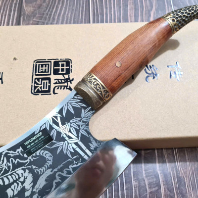 DAO BẾP - DAO THÁI CHẶT HOA VĂN HỔ MÃ A8 DT150 NT topcomshop vn