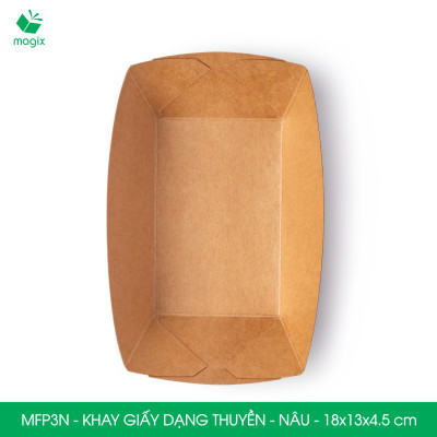 MFP3N - 18x13x4.5 cm - 100 khay giấy dáng thuyền đựng thức ăn, khay giấy đựng món tráng miệng