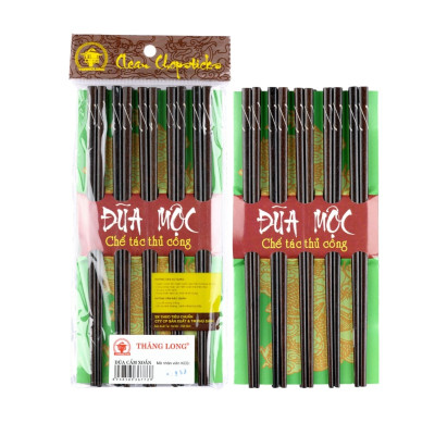 Vỉ 10 đôi đũa cẩm xoắn PHUSANG được làm từ gỗ tự nhiên, không chất bảo quản dùng trong nhà hàng khách sạn