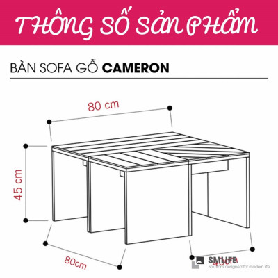 Bàn sofa hiện đại bằng gỗ cho phòng khách SMLIFE Cameron