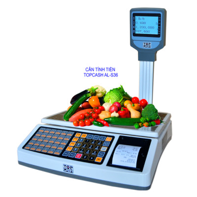 Cân tính tiền in hóa đơn TOPCASH AL-S36 dùng để tính tiền quầy hoa quả, trái cây, thịt cá, hải sản trong Shop, siêu thị mini, trung tâm bán hoa quả, quầy bán thực phẩm - Hàng chính hãng