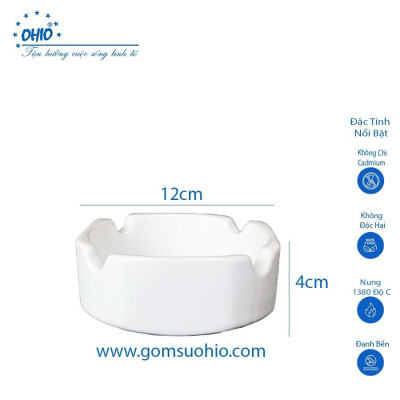 Gạt Tàn Vuông Sứ Trắng OHIO