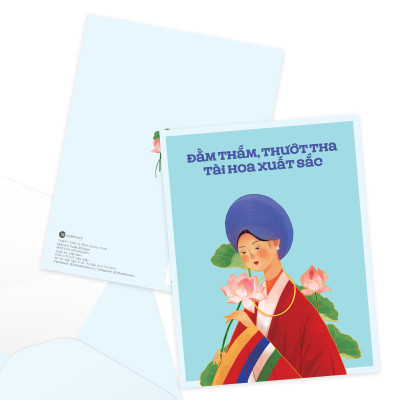 Thiệp mừng phụ nữ 8/3, 20/10, SDstationery Đằm Thắm Thướt Tha, cô gái Trung bộ, chữ nhật 14 x 10,8 cm