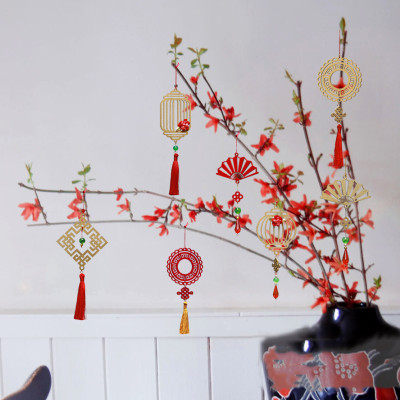 Dây treo trang trí Tết chữ AN thư pháp màu đỏ, màu vàng ( combo tiết kiệm 3 dây) phụ kiện handmade gỗ khắc hoa văn thư pháp treo mai đào