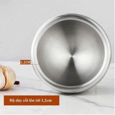 Cối chày inox 304  cao cấp đúc nguyên khối - Kèm nắp đậy , dùng giã hành tỏi, ớt, cua  , dày dặn, không bám mùi, dễ vệ sinh - Size 10cm