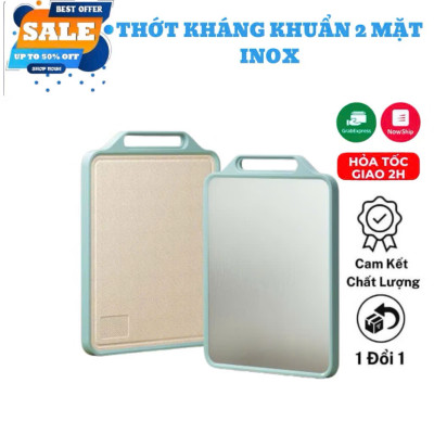 Thớt Inox 304 Kháng Khuẩn 2 Mặt, Mặt Sau Nhựa PP Kháng Khuẩn Có Tay Cầm - HÀNG CHÍNH HÃNG MINIIN