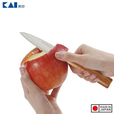 Dao gọt hoa quả KAI có nắp đậy cán gỗ nội địa Nhật Bản