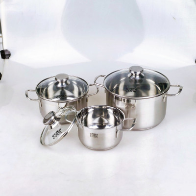 [Hàng chính hãng] Bộ 3 nồi inox đáy từ 3 lớp Greencook GCS06 dùng được trên mọi loại bếp, quai cách nhiệt size 16/20/24cm