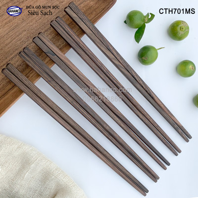 Đũa gỗ Tự nhiên trơn cao cấp (10 đôi) Chopstick of HAHANCO - CTH701MS - Sang trọng trên bàn ăn gia đình