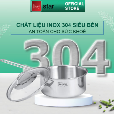 Bộ nồi 3 lớp đáy liền inox 304 cao cấp Fivestar Plus 4 món quai oval nắp kính , tặng 10 muỗng ăn