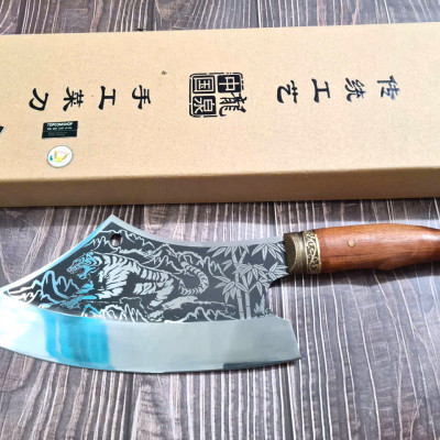 DAO BẾP - DAO THÁI CHẶT HOA VĂN HỔ MÃ A8 DT150 NT topcomshop vn