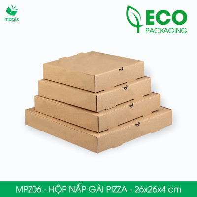 MPZ06 - 26x26x4 cm - 100 Hộp nắp gài pizza đa dụng - Hộp nắp gập, hộp carton gói hàng, hộp quà