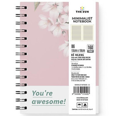 Sổ Lò Xo Bìa Cứng Minimalist B6 - Kẻ Ngang - 160 Trang 80gsm - The Sun 03