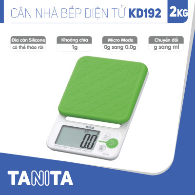 Cân điện tử nhà bếp TANITA KD192 (Chính hãng Nhật Bản), Cân nhà bếp 2kg, Cân thức ăn 2kg, Cân thực phẩm 2kg, Cân Nhật, Cân trọng lượng, Cân chính hãng, Cân thực phẩm, Cân thức ăn, Cân tiểu ly điện tử, Cân chính xác, Cân làm bánh