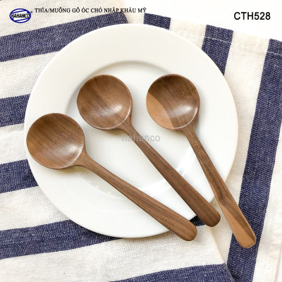 Thìa/Muỗng đầu tròn gỗ Óc Chó (13,5cm) CTH528 - Xúc gia vị, cafe, decor trang trí - An toàn cho sức khỏe