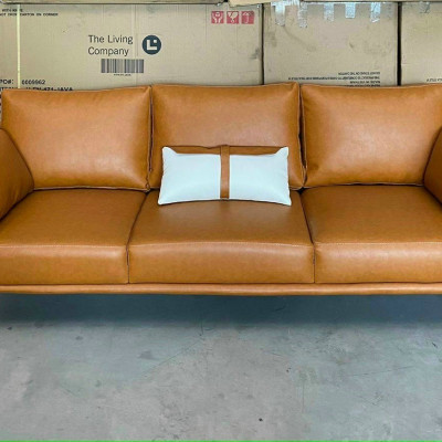Sofa da xuất khẩu Tundo màu cam đất 200 x 85 x 85 cm