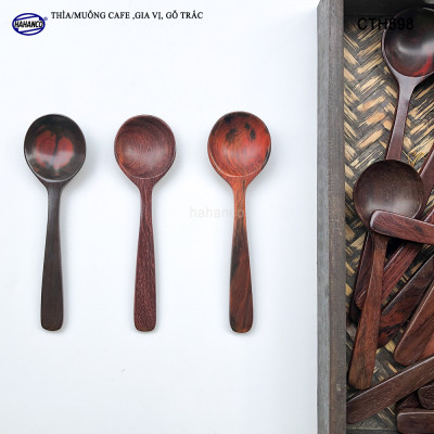 Thìa Gỗ Trắc Cẩm Đầu Tròn Cán Thẳng Để Khuấy Đồ Uống Xúc Gia Vị - CTH598