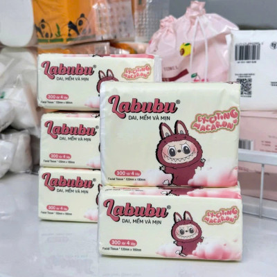 Phụ kiện nhà bếp -Combo 10 bịch giấy ăn Labubu 300 tờ - 4 lớp  / 1 gói siêu mềm mại siêu dai tiết kiệm và an toàn