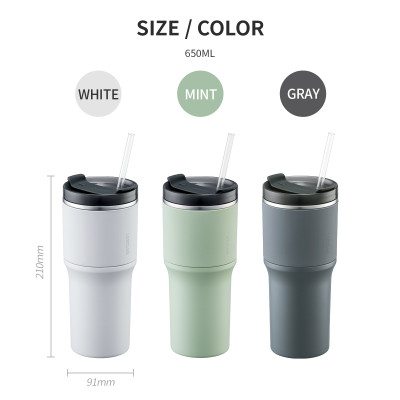 Bình giữ nhiệt LocknLock Metro Drive màu xanh mint LHC4277SMIT 650ml - Hàng chính hãng, kèm ống hút cọ rửa, thiết kế nắp xoay - JoyMall