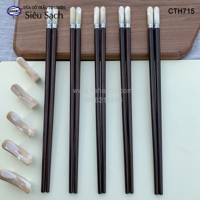 Đũa Trắc đầu ốc biển đai Bạc Super VIP - đủ mẫu (10 đôi/Hộp) dành cho nhà giàu - Sang trọng - Đẳng cấp