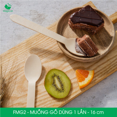 FMG2 - Combo 500 Muỗng gỗ dài 16 cm dùng 1 lần - Thìa gỗ dài dùng 1 lần tiện lợi thân thiện môi trường