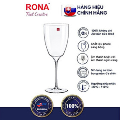 Bộ 4 ly uống rượu vang Rona pha lê Tiệp Khắc 390 ml ( Tuyệt đẹp )