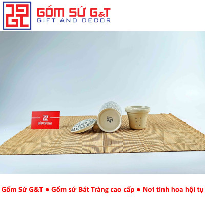 Cốc lọc trà vẽ cá đàn Gốm Sứ G&T