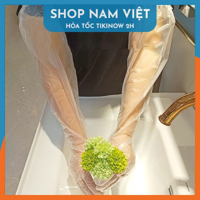Lô 10 Găng Tay Nhà Bếp Nhựa PE/CPE Dài 60cm Có Thun
