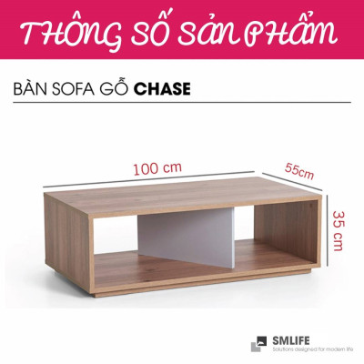 Bàn sofa hiện đại bằng gỗ công nghiệp SMLIFE Chase