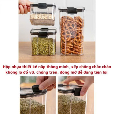 Set 5 Hộp Nhựa Đựng Ngũ Cốc H55, Bánh Kẹo, Thực Phẩm Khô - Hộp Đựng Trong Suốt Nắp Kín Chống Ẩm Cao Cấp - HÀNG CHÍNH HÃNG MINIIN